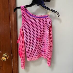 NWOT Costume Gallery Dance Costume Pink & Purple Mesh One Sleeve Shirt Small